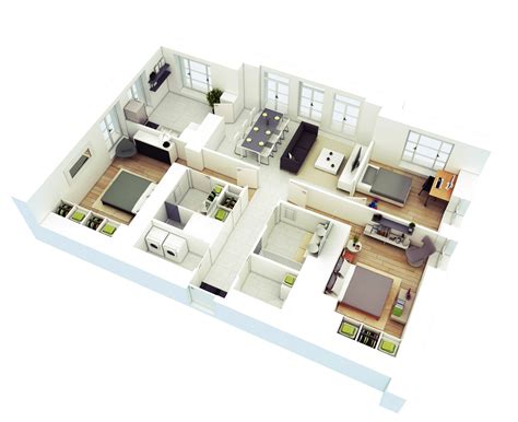 3 Bedroom House Floor Plans 3d Floorplansclick