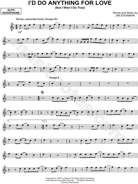 Meat Loaf Id Do Anything For Love But I Wont Do That Sheet Music