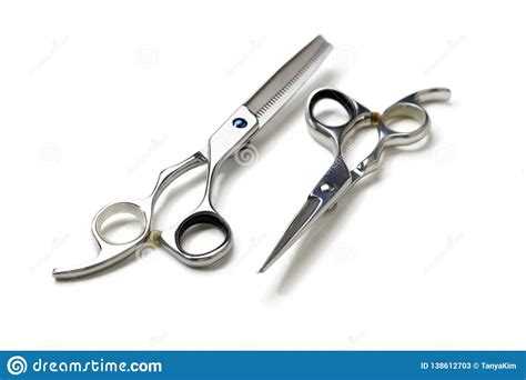 Scissors And Comb Isolated On White Background Copy Space Stock Image