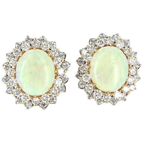 Pre Owned Opal And Diamond Clip Earrings 3695 Liked On Polyvore