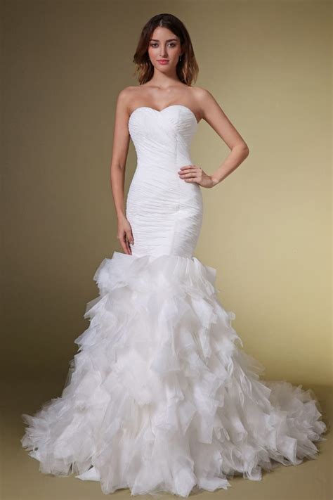 Choose Your Fashion Style Luxury Real Ruffled Mermaid Wedding Dress