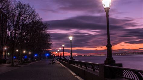 1920x1080 Evening Street Lamp Beside Bay 4k Laptop Full Hd 1080p Hd 4k