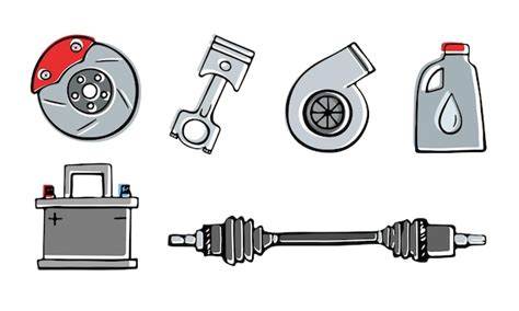 Premium Vector Spare Parts Car Parts In Doodle Style Vector Clipart