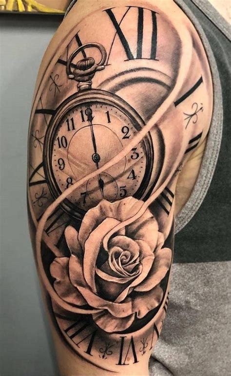 Clock Tattoos And Roses For Men Watch Tattoos Clock Tattoo Sleeve