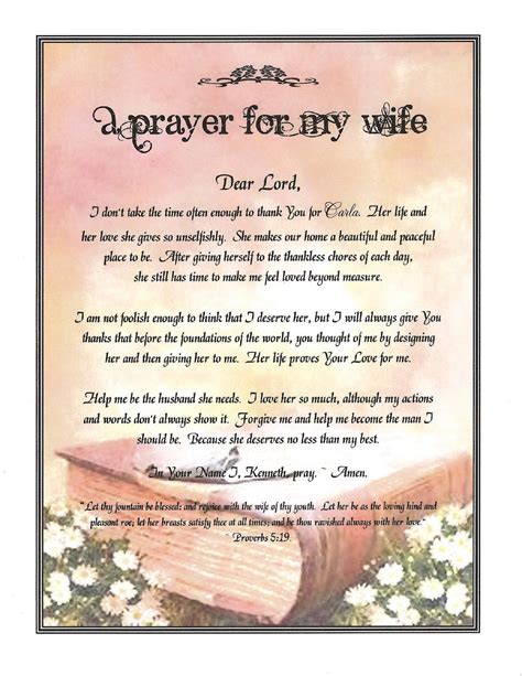 A Prayer For My Wife Love Certificate Etsy