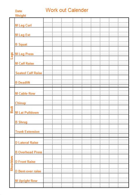 Free 10 Sample Workout Calendar Templates In Pdf Ms Word