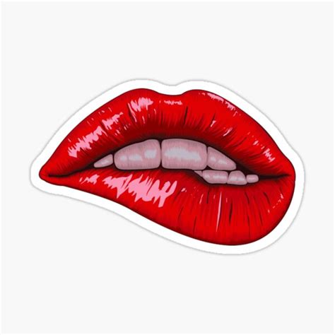 Kiss Lips Lipbite Lipstick Red T Shirt Sticker For Sale By Geektees Redbubble