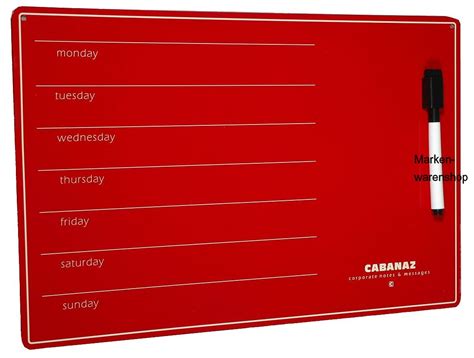 Cabanaz Memoboard Mit Stift Rot Pinnwand Magnettafel Wochenplaner