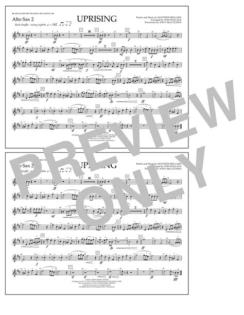 Uprising Alto Sax 2 Sheet Music Tom Wallace Marching Band