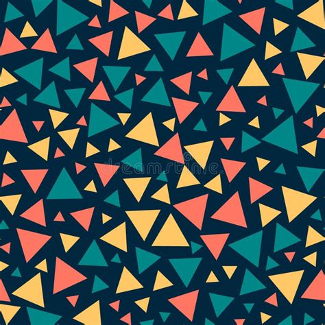 Colored Seamless Triangles Dark Blue Background Stock Illustration