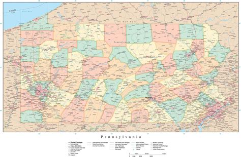 Pennsylvania State Map With Cities