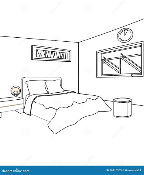 Simple Coloring Of Bedroom Coloring Pages