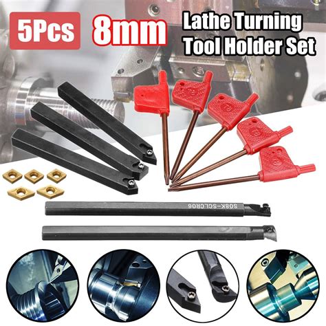 5pcs 8mm Shank Indexable Lathe Turning Tool Holder With Ccmt060204