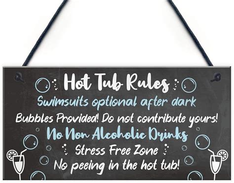 Red Ocean Hot Tub Rules Sign Hot Tub Signs And Plaques Shed Sign Summer