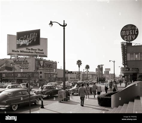 1950s Busy Street Scene Sunset Boulevard And Vine Street Hollywood