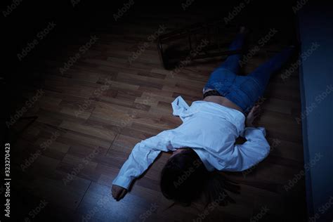 Crime Scene Woman Lying Dead On The Floor Stock Photo Adobe Stock