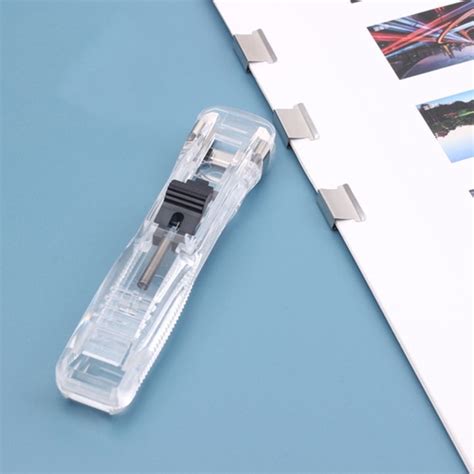 Reusable Metal Paper Clipper Push Clip Stapler Binding Folder Holder