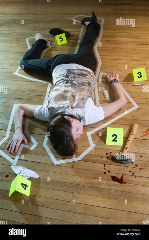 Crime Scene With Tape Around Deceased Person Stock Photo Alamy