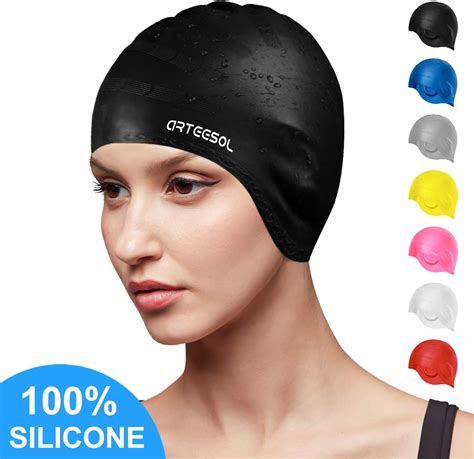 Arteesol Swimming Cap Silicone Swim Cap For Women Men Durable Non Slip Waterproof