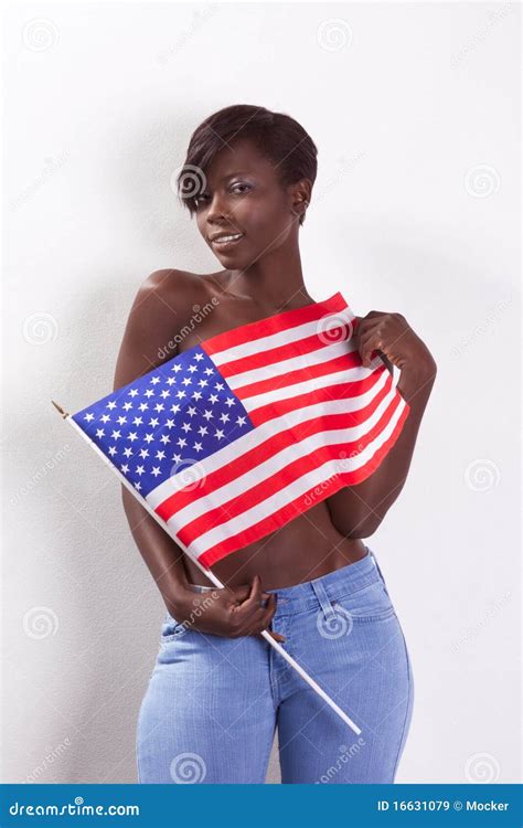 Topless Black Woman With American National Flag Stock Image Image Of Fashion Beauty