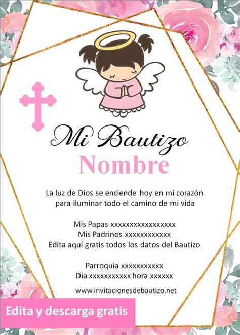 Las Mejores Invitaciones Para Bautizo De Niña Para Editar【2020】