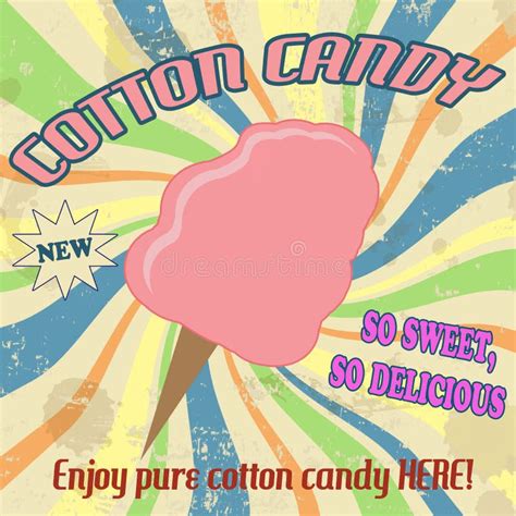 Vintage Cotton Candy Poster Vector Illustration Stock Vector