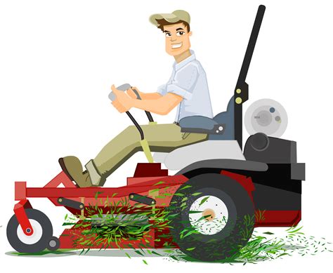 Cartoon Lawn Mower Logo Mowing Lawn Character Cartoon Grass Blank