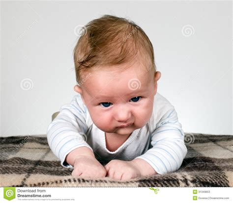 Baby Boy Looks Like Angry And Strong Stock Image Image Of Baby Brown