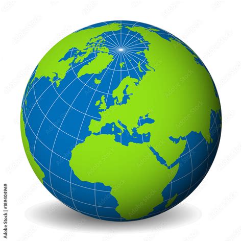 Earth Globe With Green World Map And Blue Seas And Oceans Focused Od