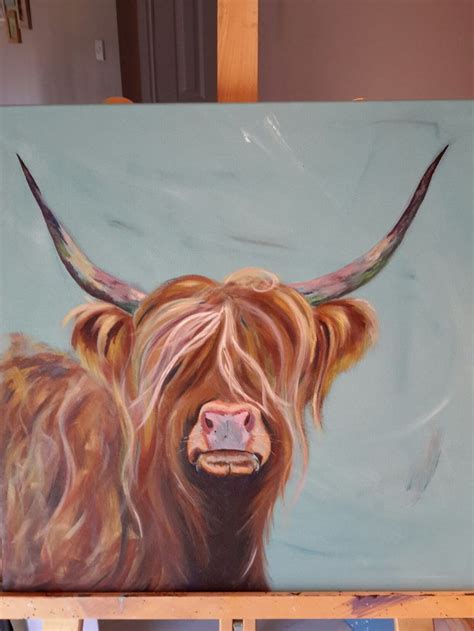 Highland Cow In Acrylics Art Sketch Pinterest Highlands Cow And