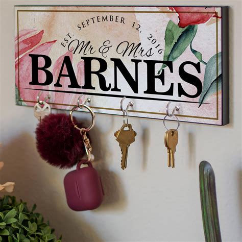 Personalized Key Holder For Wall Wedding T Housewarming T