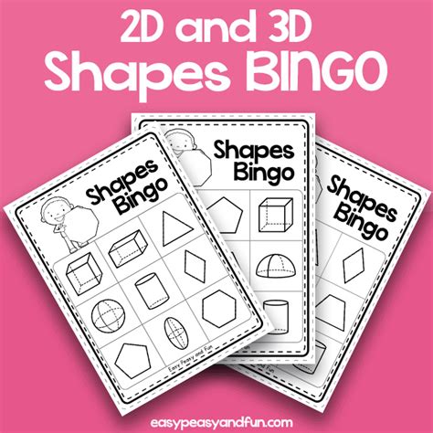 2d And 3d Shapes Bingo Black And White 3x3 Dot Markers Dry Erase