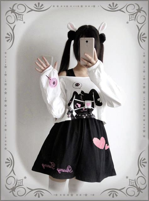 bunny eye patch skirt shirt set sd00740 syndrome cute kawaii harajuku street fashion store