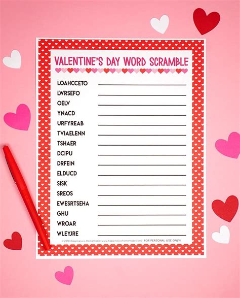 This Printable Valentines Day Word Scramble Game Is A Ton Of Fun Its