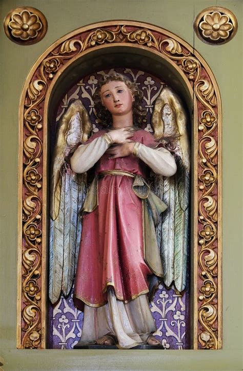 Angel Statue On The Altar In The Church Of Saint Martin In Zagreb