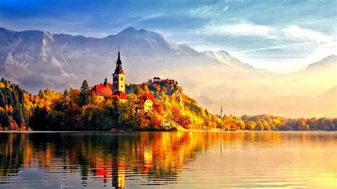Beautiful Castle In The Light Of Autumn Sun Hd Wallpaper