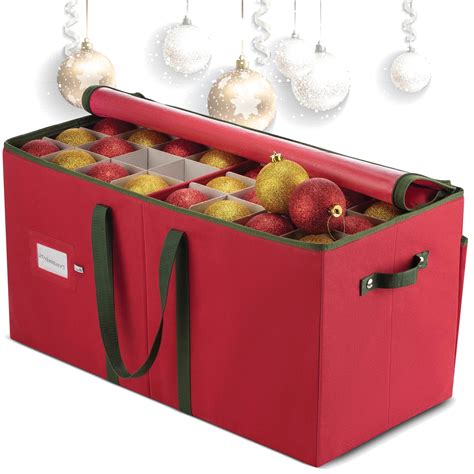 Large Christmas Ornament Storage Box with Dual Zipper Closure  Made of