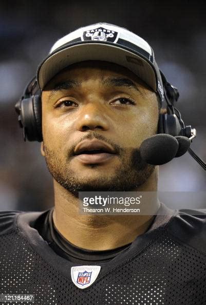 Richard Seymour Of The Oakland Raiders Looks On While Giving An News