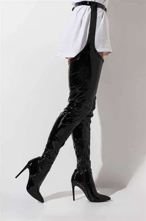 Azalea Wang Into The Matrix Belted Thigh High Stiletto Heel Chap Boot