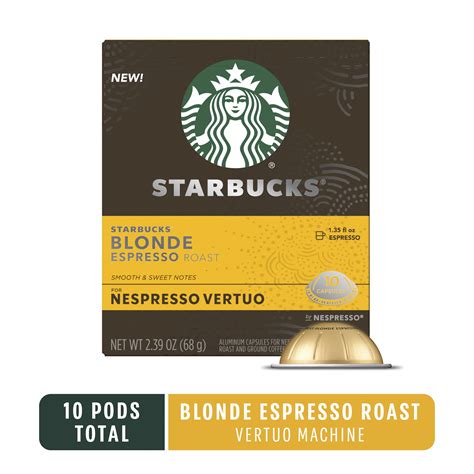 Starbucks Blonde Espresso Light Roast For Nespresso Vertuo Capsules 10