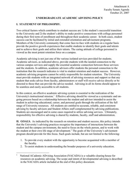 Undergraduate Academic Advising Policy I Statement Of Philosophy