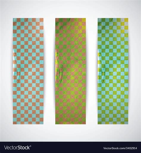 Set Checkered Banners With Cardboard Texture Vector Image