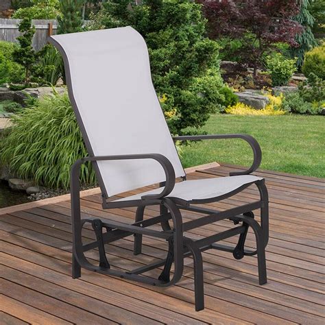 This versatile chair adds a stylish spin to any room, with a base that glides back and forth and swivels 360 degrees. Charlton Home Dalke Metal Mesh Fabric Single Outdoor Patio ...