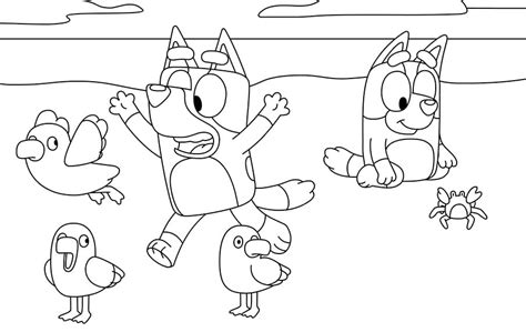 Bluie On The Beach Coloring Pages Bluey Coloring Pages Coloring