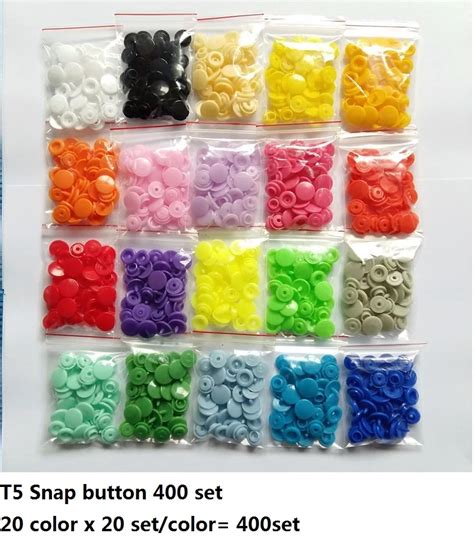 400 Sets Mix Color T5 Baby Resin Snap Buttons Plastic Snaps Clothing