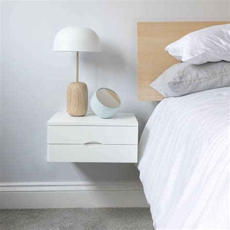Floating Bedside Table In White With Double Drawer By Urbansize