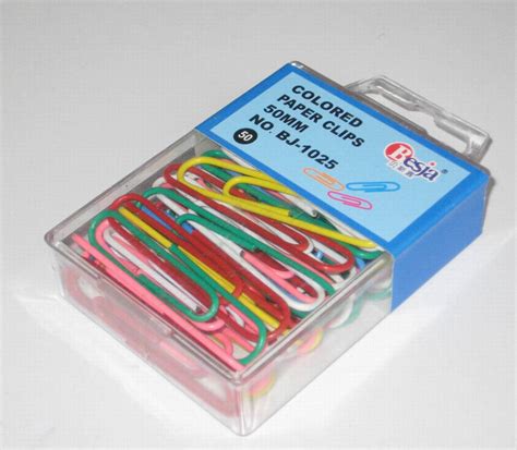 China Mm Colored Paper Clips Pack In Pvc Box Bj Photos