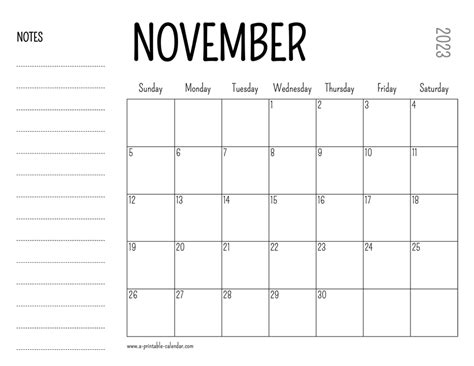 November 2023 Calendar Notes Get Calender 2023 Update