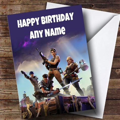 Customised Fortnite Game Childrens Birthday Card Party Animal Print