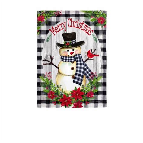 Evergreen Country Plaid Snowman Garden Flag 125 X 18 Inches Indoor